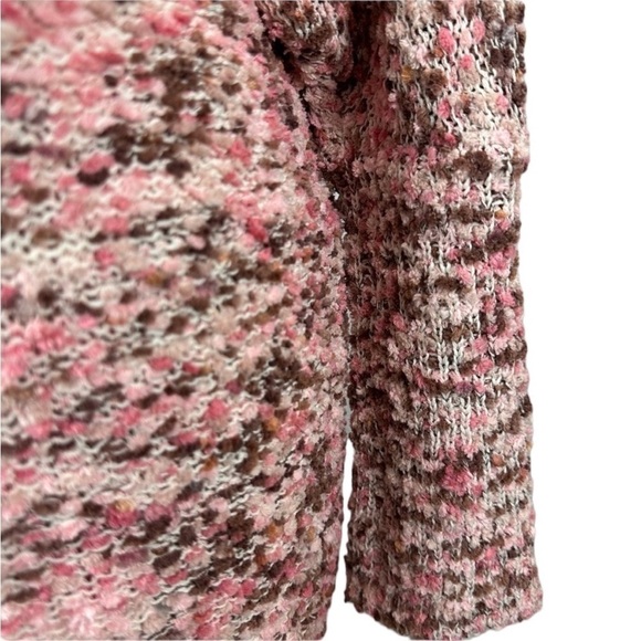 UMGEE Open Front Boucle/Teddy Knit Long Cardigan in Pink/Brown Size Medium - Picture 5 of 9